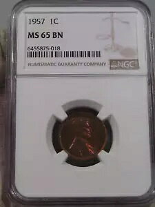 BU ���C���{�[/�s���N���������g�[�� 1957 �����J�[�� �y�j�[ NGC MS65BN�B #72