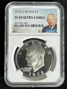 1972 S AC[n[ IKE [x Vo[ 1 h PF69 Eg JI UCAM NGC SKU 3590