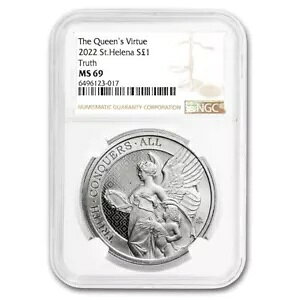 2022 �Z���g�w���i 1 �I���X �V���o�[ ?1 Queen's Virtues Truth MS-69 NGC