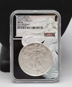 2021 NGC MS70 S$1 .999 1oz �V���o�[ �C�[�O�� �w�����f�B�b�N �C�[�O�� T-1 �ŏI T-1 ���Y