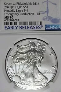 2021 P- NGC MS70 ���������[�X �w�����f�B�b�N �C�[�O�� T-1 �A�����J�� �V���o�[ �C�[�O�� #B45688