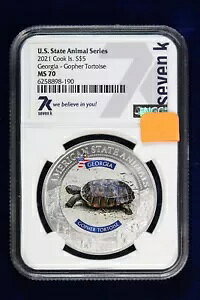 2021 Gopher Tortoise GA State Animal Series NGC MS 70 Seven K Cook łB $5 4WP4