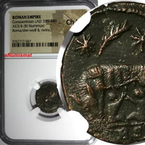 ���[�}�鍑�R���X�^���e�B�k�X BI Nummus cad 330-340 Roma/She-Wolf&Twins NGC ChVF(7)