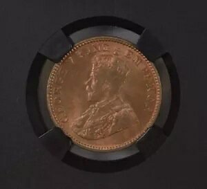 1936 C G V British India 1/4 Anna Black Core - NGC Graded MS 66 RB