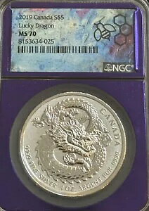 2019 $5 �h�� �J�i�_ 1 �I���X �V���o�[ ���b�L�[ �h���S�� NGC MS-70 : �p�[�v�� �X���u �A���[�g :