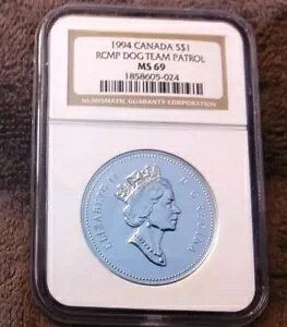 1994 カナダ (Rcmp Dog Team Patrol) NGC MS69 でシルバーダラー最高級賞を受賞!