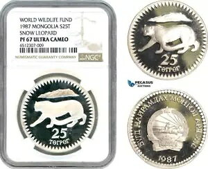 AH973�A�����S���A25 Togrog 1987�AWWF Snow Leopard�A�V���o�[�ANGC PF67 �E���g�� �J���I