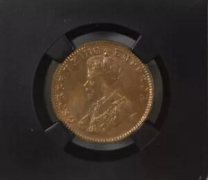 1918 C KG V British India 1/4 Anna Black Core-NGC Graded MS 66 RB