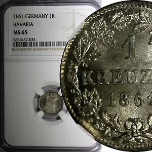 �h�C�c�̏B �o�C�G���� �V���o�[ 1861 1 �N���C�c�@�[ NGC MS65 BU �i�C�X�g�[�� KM# 858 (33)
