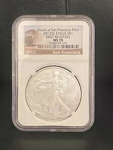 2013 -S �V���o�[ �C�[�O�� $1 ���񃊃��[�X NGC MS70 �g�����[ �X���u 3768159-015