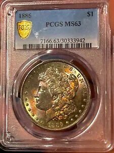 ??1886 pcgs ms63 ���[�K�� �V���o�[ �_���[??�����X�^�[ �}���`�J���[ �g�i�[??