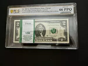 2017A $2 Chicago �t���p�b�N BEP 100 �m�[�g PCGS Gem UNC�A66 PPQ�AFW G-A�A�t���p�b�N