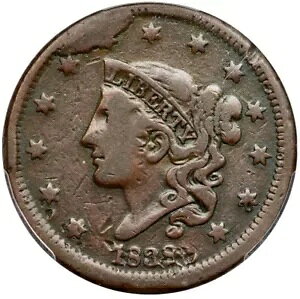 1838 N-14 R-4 PCGS 細かいディテール マトロンまたはコロネット ヘッド ラージ セント コイン 1c