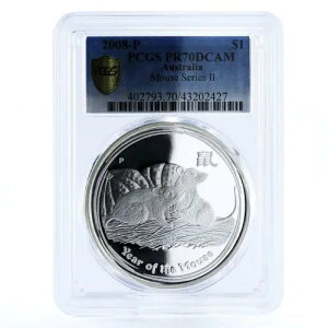 �I�[�X�g�����A 1 �h�� Lunar II Year of Mouse PR70 PCGS �v���[�t��� 2008