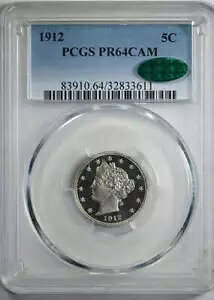1912 プルーフ リバティ V ニッケル 5C PCGS PR64 カメオ CAC