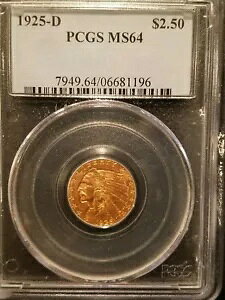 1925-D $2.50 CfBA wbh NH[^[ C[O  * PCGS MS64 * z 578,000