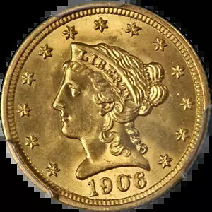 1906 ���o�e�B �S�[���h $2.50 PCGS MS65+ �ɏ�̃A�C�A�s�[�� �X�g�����O�X�g���C�N