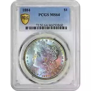 1884 P ���[�K�� �V���o�[ �_���[ PCGS MS-64 �����X�^�[ �J���[ �g�[�j���O