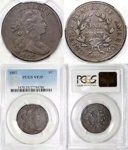 1802 1c �h���[�v �o�X�g ���[�W �Z���g PCGS VF 35