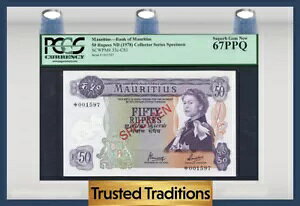 TT PK 33c-CS1 1978 モーリシャス 50 ルピー クイーン エリザベス II PCGS 67 PPQ 素晴らしい宝石