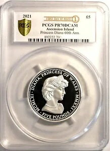 �A�Z���V���� �A�C�����h ?5 �v�����Z�X �_�C�A�i 60th �A�� 2 �I���X F/D PCGS PR70 �V���o�[ �v���[�t �R�C��