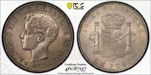 �X�y�C�� �t�B���s�� �V���o�[ �y�\ 1897 �g�[�� �񖢗��� PCGS AU58