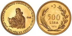 1978 ターキー 500 リラ プルーフ 65 ゴールド AGW .2358 PCGS 2/2 ゴールド シールド