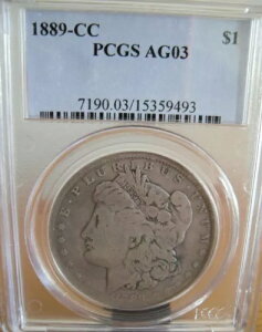 1889-CC PCGS AG03 �����K�� �V���o�[ �_���[ �L�[ �f�C�g�uCC �̃L���O�v