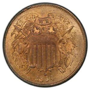 1864 2C ���[�W���b�g�[ 2 �Z���g�s�[�X PCGS MS65RB