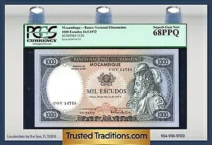 TT PK 112b 1972 モザンビーク 1000 エスクード PCGS 68 素晴らしい宝石 NEW POP ONE