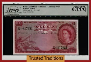 TT PK 7c 1958 英国カリブ海領土 $1?? クイーン エリザベス 2 世 LCG 67 PPQ