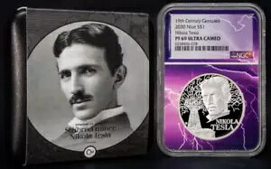 2020 �j�E�G $1 19 ���I�̓V�� Tesla NGC PF69UCAM Lightning Label w/OGP&COA