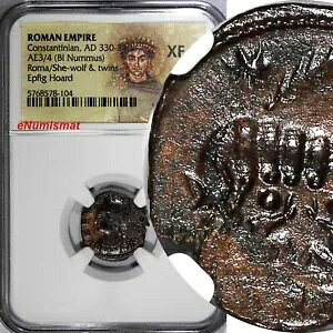 ���[�} �R���X�^���e�B�k�X �k���X AD 330-340 Roma/She-Wolf & Twins NGC XF (104)
