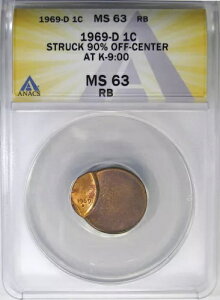 1969-D 1C ANACS MS63RB �~���g �G���[ �����J�[�� ~ �Z���^�[�� 90% �I�t�ŐԂ������܂�!