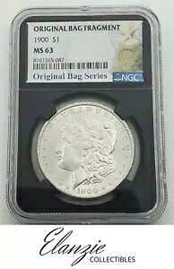1900 モーガン シルバー ダラー オリジナル バッグの破片 NGC MS63