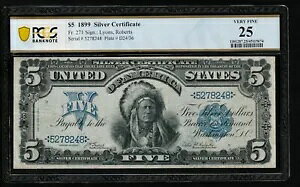 AC Fr 271 1899 $5 �V���o�[�ؖ��� PCGS 25 �`�[�t�m�[�g - �󏭂� 7 ���̃V���A���ԍ�