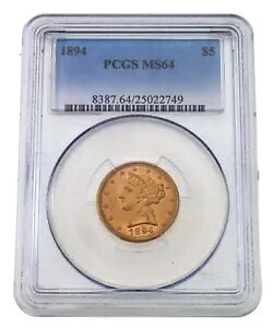 1894 S[h oeB 5 h n[t C[O PCGS ɂ MS-64 ƂăO[fBO