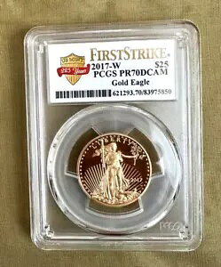 2017 W ゴールド $25 ファースト ストライク アメリカン イーグル 1/2 オンス PCGS PR 70 ディープ カメオ
