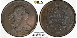 1804 �h���[�v�o�X�g �n�[�t�Z���g ???�v���[�� 4 ????�X�e���Ȃ� ???PCGS AU55* Exc.Eye Appeal