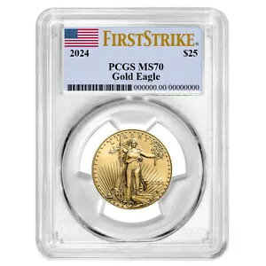 2024 $25 �A�����J�� �S�[���h �C�[�O�� 1/2 �I���X PCGS MS70 FS �t���O ���x��