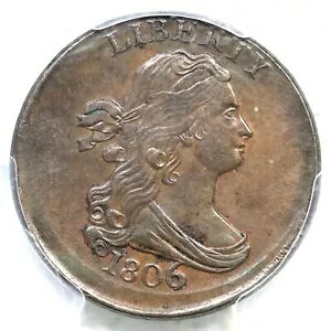 1806 C-4 PCGS AU 58 Lg 6�A�X�e�� �u���[�h�X�g���b�N �h���[�v �o�X�g �n�[�t�Z���g �R�C�� 1/2c