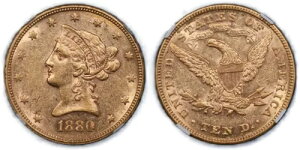 1880 �C�[�O�� - ���b�g�[ $10 NGC AU55