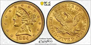1894 P �S�[���h �n�[�t �C�[�O���X ���o�e�B �w�b�h PCGS MS-64