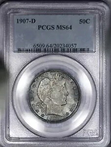 1907-D X n[t_[ 50c PCGS MS64