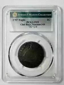 1787 Fugio PCGS F-15 BN Club RaysAۂ[ Newman 3-D- JE^[