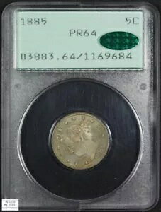 1885 �v���[�t ���o�e�B V �j�b�P�� 5C OGH ���g���[ �z���_�[ PCGS PR 64 CAC (�g�[��!)