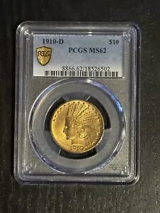1910-D $10 10 �h�� �C���f�B�A�� �w�b�h �S�[���h �C�[�O�� PCGS MS 62 (1933 �N�ȑO)�A�R�C��: �č�
