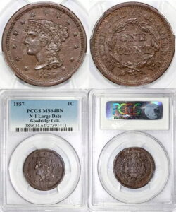 1857 1c N-1 [W fCg ҂ݍ݃wA [W Zg PCGS MS 64 EX;ObhbW