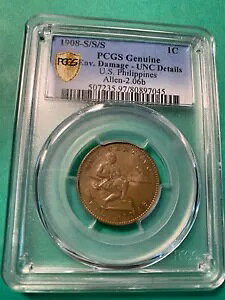 čtBs ONE CENTAVO 1908-S/S/S A 2.06b PCGS UNC ڍENVB_[W