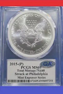 2015(P) Am �V���o�[ �C�[�O�� Ms69 QA �F�� POP 30 �W���� �}�[�J���e�B �t���b�O ���x�� PCGS
